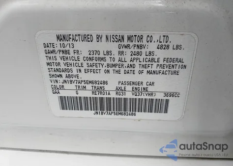 2014 Infiniti Q50 Premium from USA, damaged, VIN JN1BV7AP5EM682486